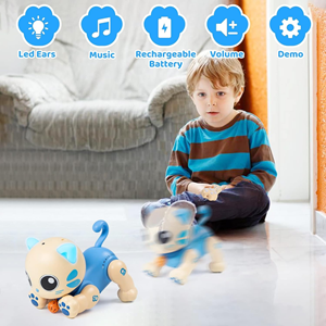 اسباب بازی ربات گربه موزیکال کنترلی آبی Robot Cat Toy for Kids, Remote Control Kitty Toys_اسباب بازی ربات